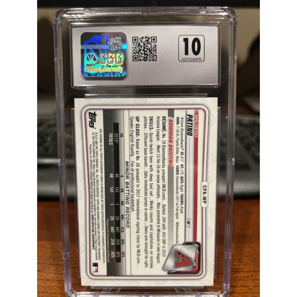 2020 Bowman Chrome Wilderd Patino Blue Mega Box Mojo‎ Refractor Auto /150 CSG 10